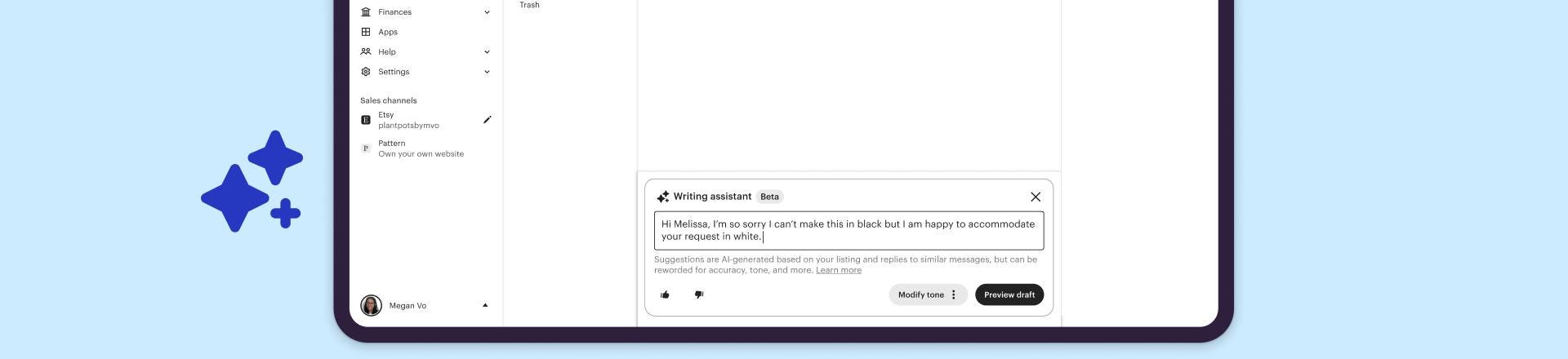Writing Assistant (Beta): Help buyers faster with personalized, time-saving message drafts
