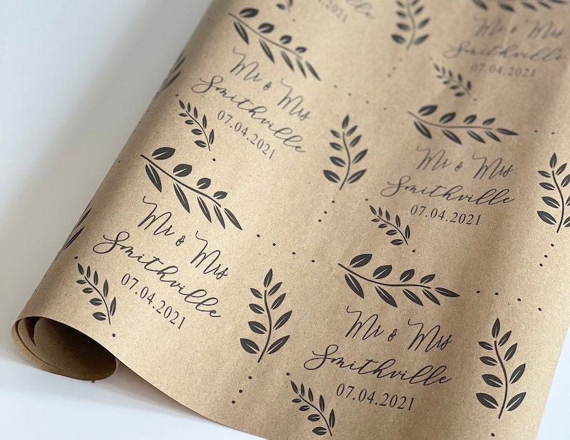 Brown wrapping paper: Personalized wedding wrapping paper