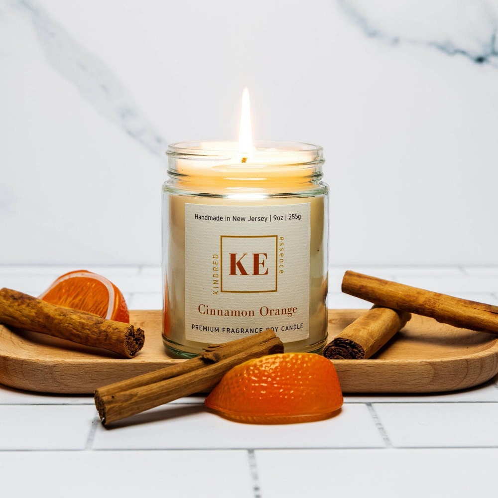 A cinnamon orange candle from Kindred Essence