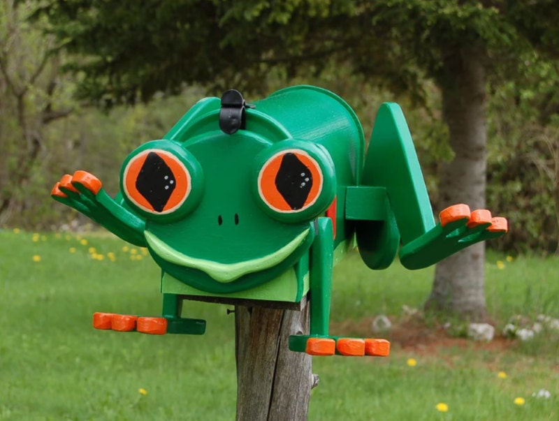 Tree frog shaped mailbox on Etsy