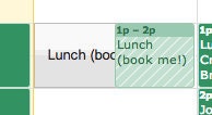 Bookable time slots show up with special formatting.