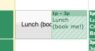 Bookable time slots show up with special formatting. Bookable time slots show up with special formatting.