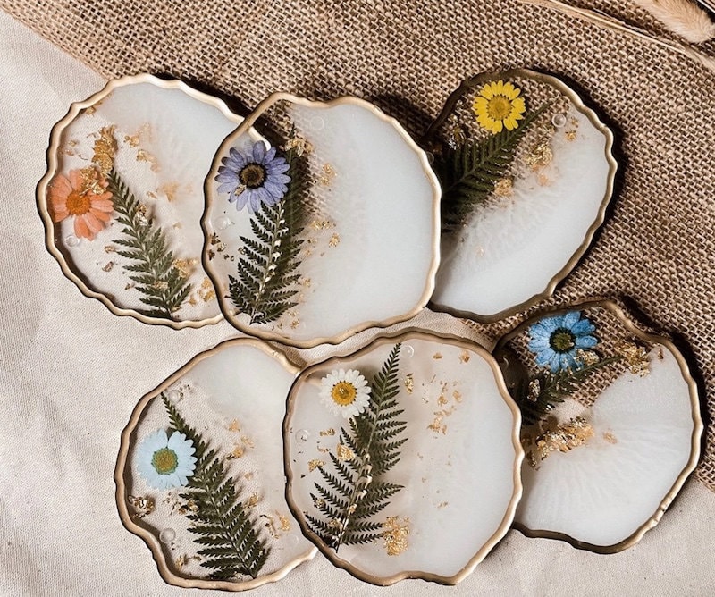 Floral coasters from Etsy