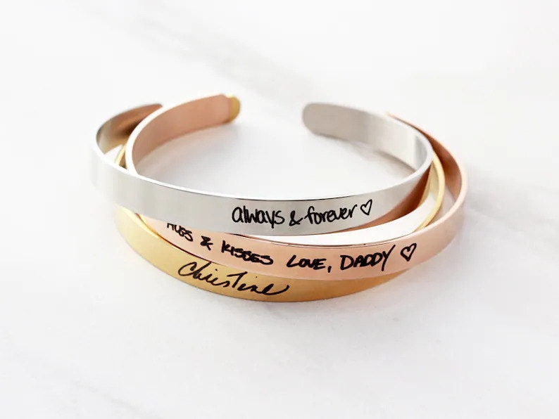 Valentines Day gift for her - personalized handwriting bracelet from Etsy