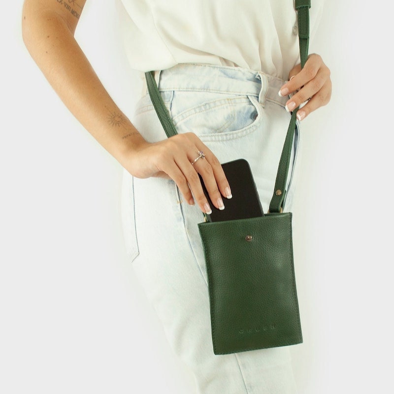 Mobile phone bag from Etsy seller Crushed Leather Goods