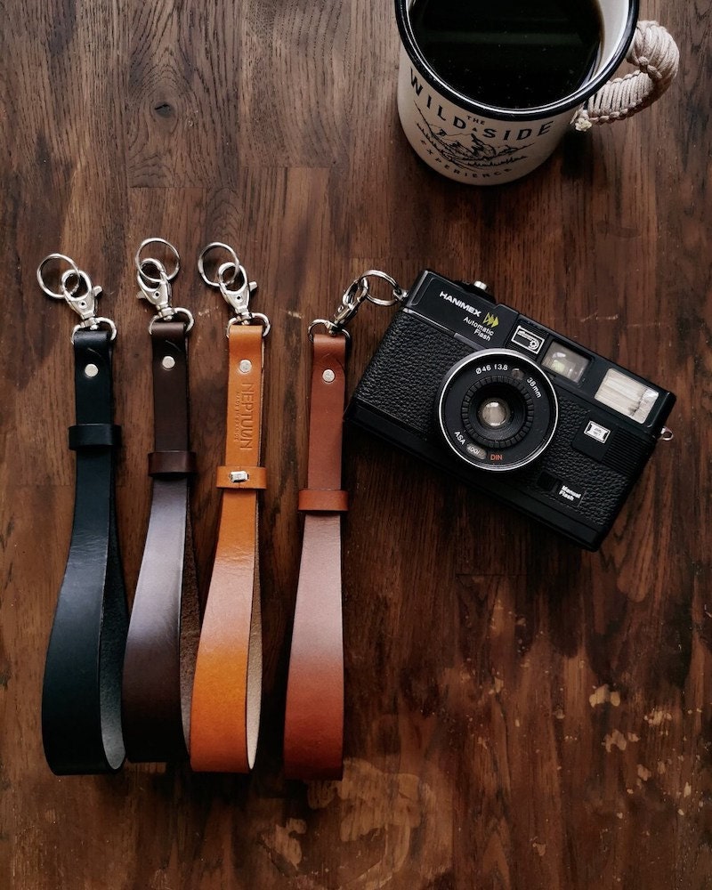 Leather camera wrist strap gift for women