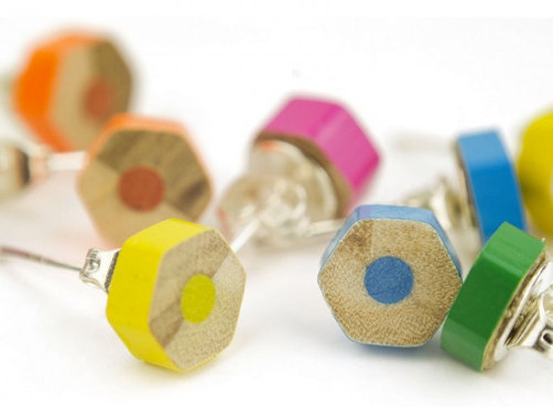 Coloring pencil earrings for teachers from Etsy