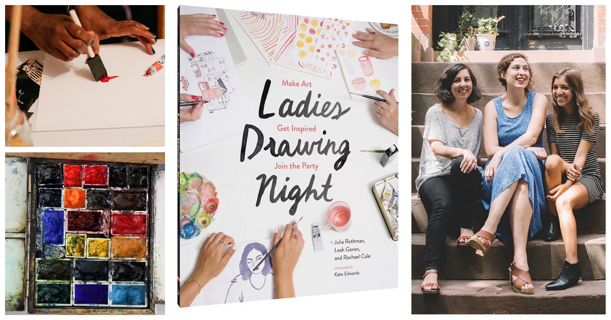 Collage of images including the book Ladies Drawing Night Collage of images including the book Ladies Drawing Night