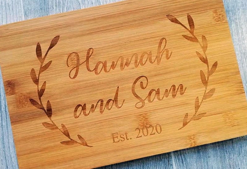 Personalised wood cutting board Valentine's Day gift from Etsy