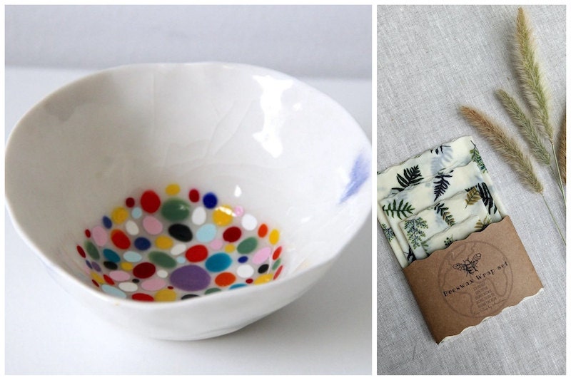 Bowl and beeswax wrap from Etsy