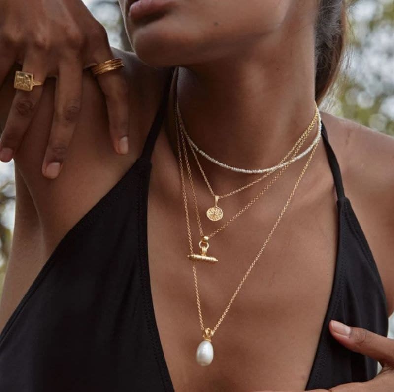 T-bar layering gold necklace