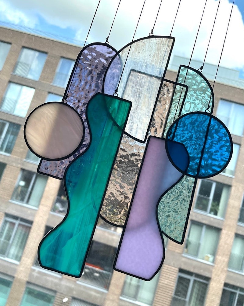 A stained glass piece from Multiple Shapes on Etsy.