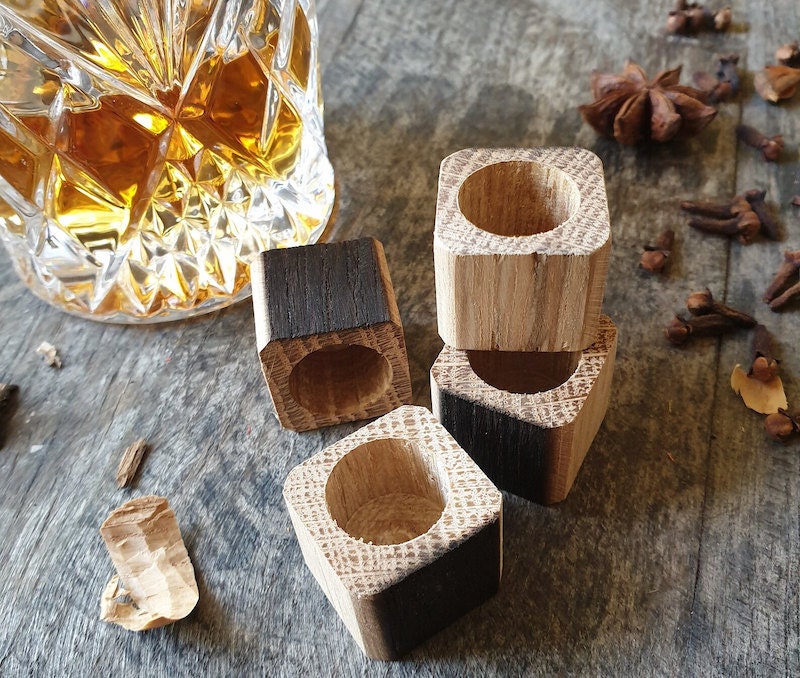 Unique groomsmen gifts: Wooden whiskey ice blocks