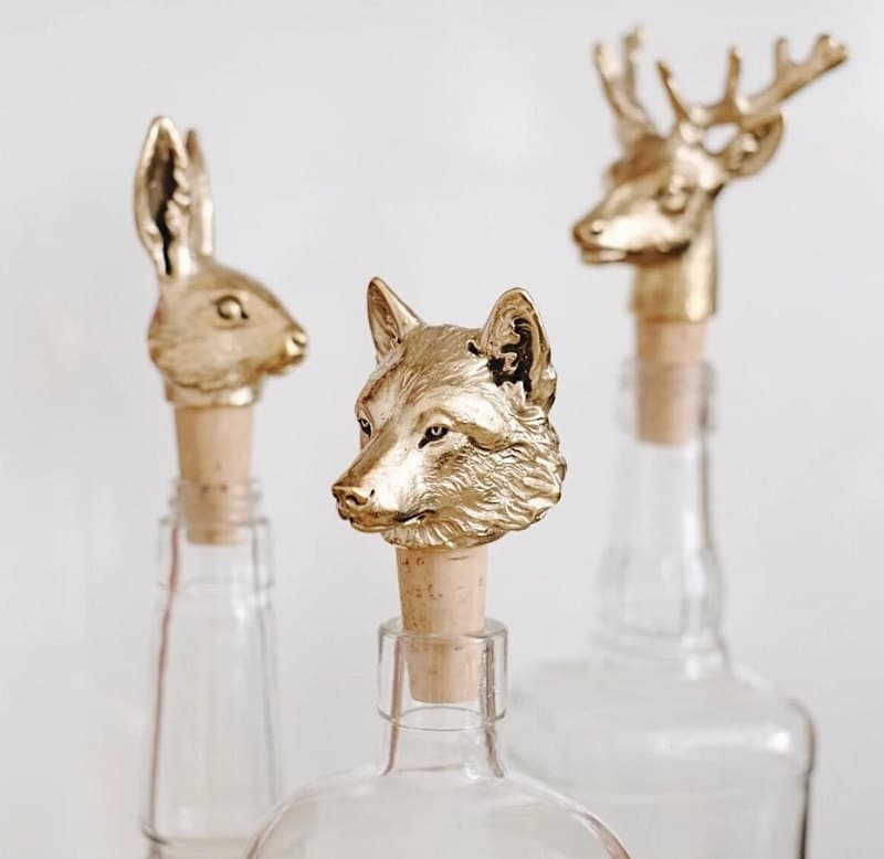 Best wedding gifts for friends - gold animal wine bottle stoppers