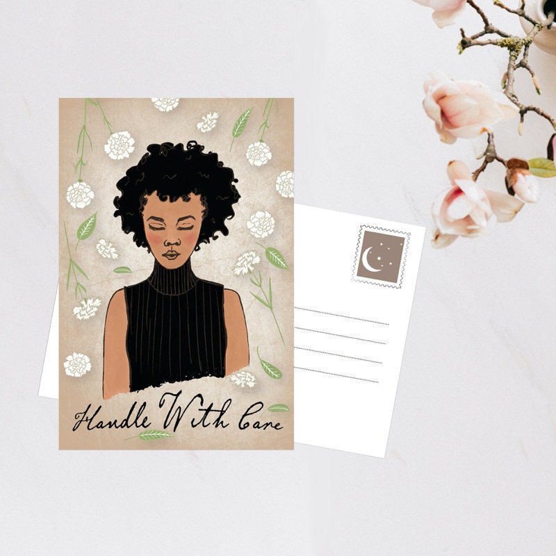 A postcard from Black-owned shop Ebonii's Moon on Etsy.