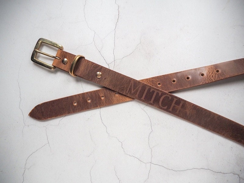 Personalised leather belt from Etsy seller HORD
