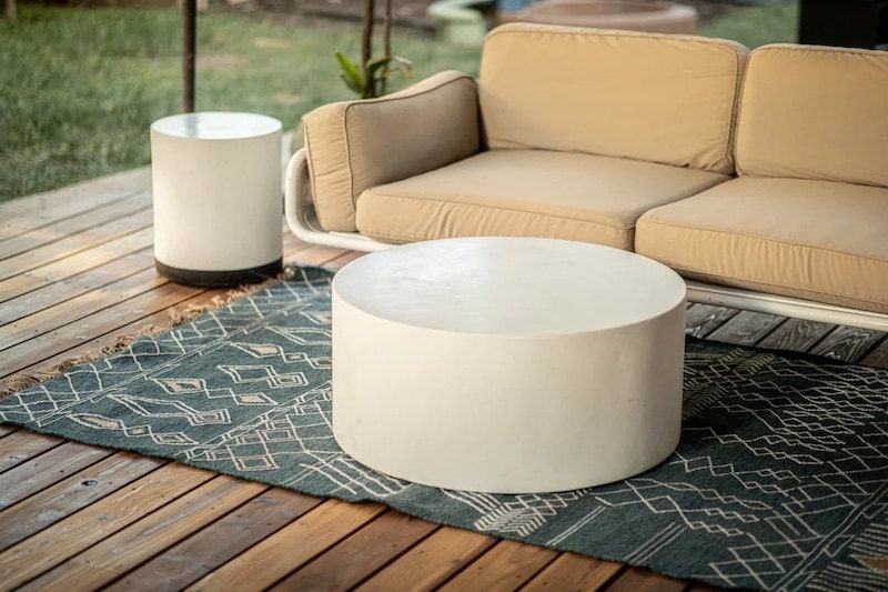 Round outdoor coffee table from Etsy