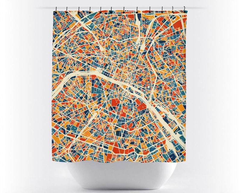 Unique shower curtains: city map shower curtain