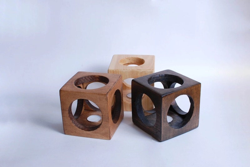 Pine wood cube candle holder from Etsy