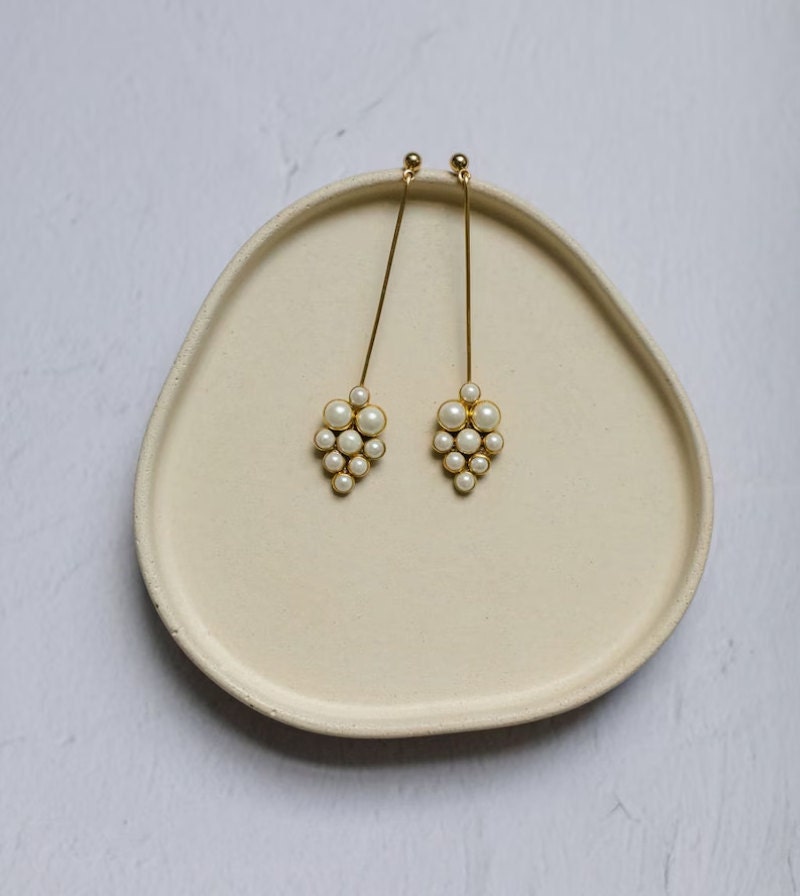 Gold pearl drop earrings