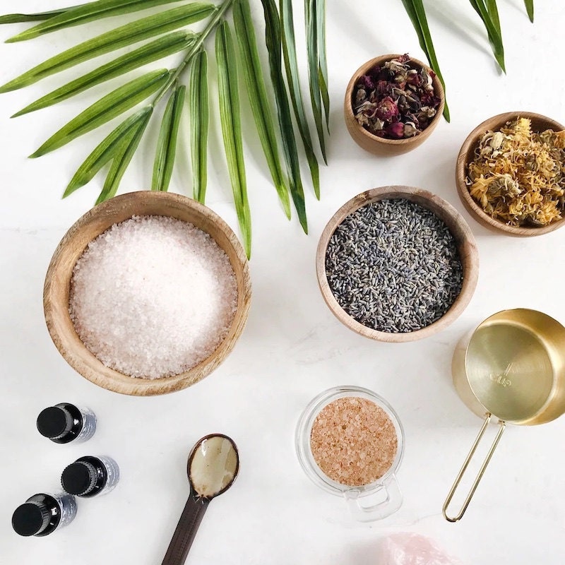 Ingredients for DIY bath soak