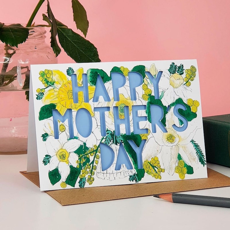 Paper cut Mother's Day card  from Etsy