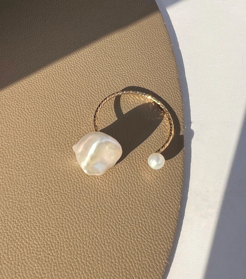 Adjustable pearl ring from Drea Studio NY on Etsy.