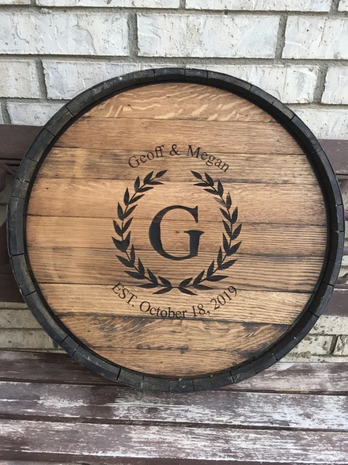 Personalized whiskey barrel sign