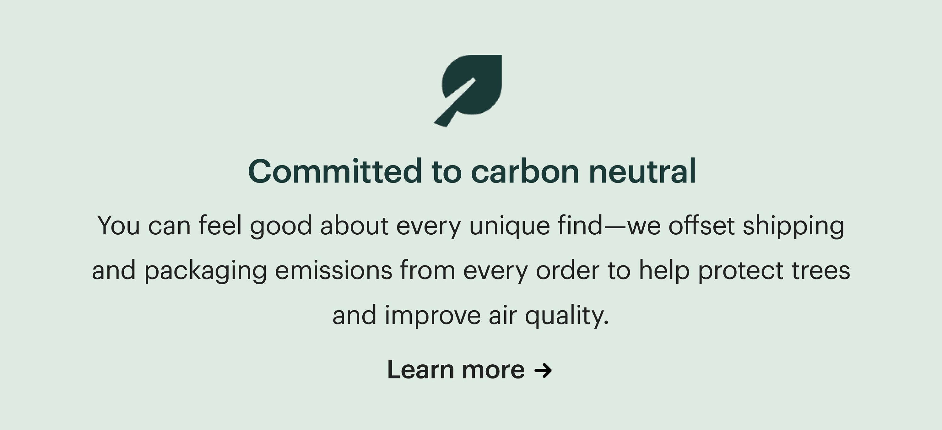 A banner reminding shoppers that Etsy is committed to carbon neutral.