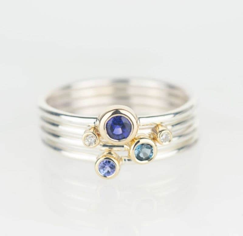 Silver and gold stacking ring set