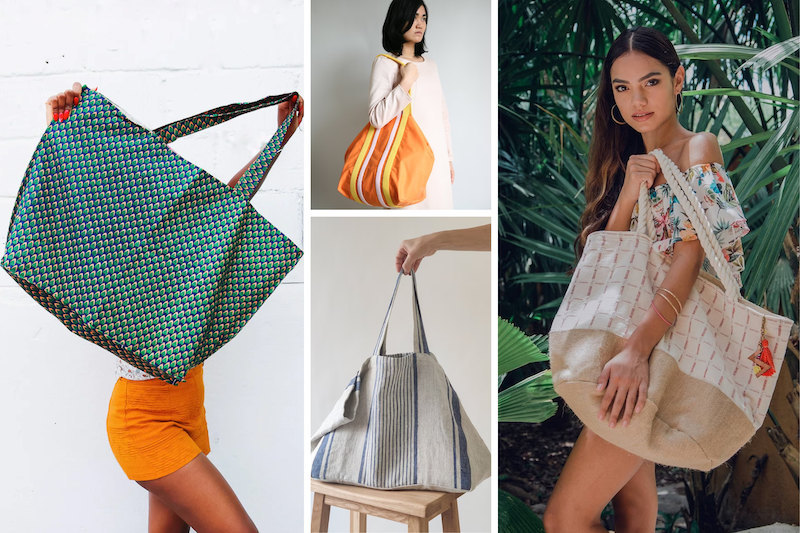Large green maxi tote, mango canvas shopper, oversized beach bag, blue striped linen bag Large green maxi tote, mango canvas shopper, oversized beach bag, blue striped linen bag