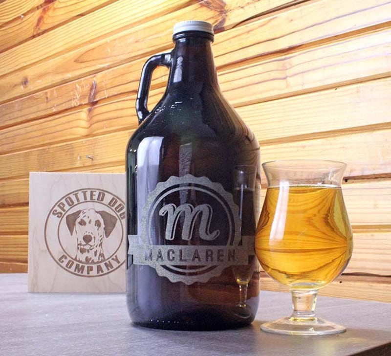 Best personalized groomsmen gifts: Personalized beer growler