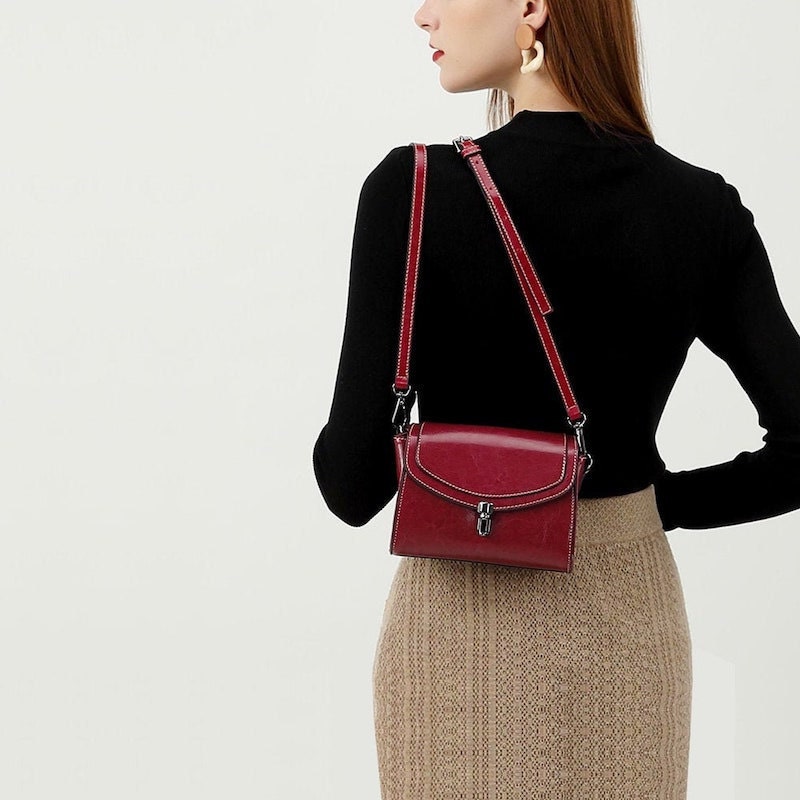 Maroon crossbody bag from Etsy seller LaMinutieuse