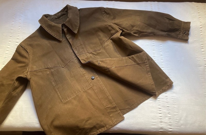 A vintage brown railway work coat from Etsy.