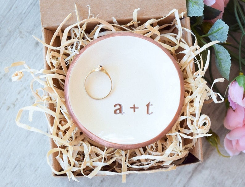 Personalized engagement ring dish from Etsy