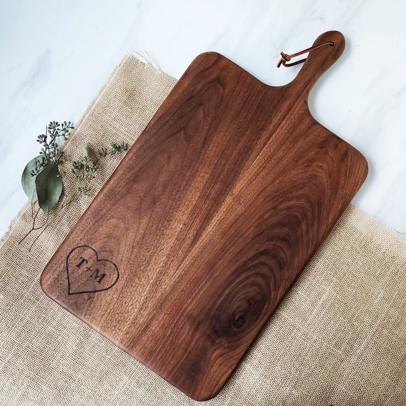 Personalized charcuterie board for Valentine's Day from Etsy