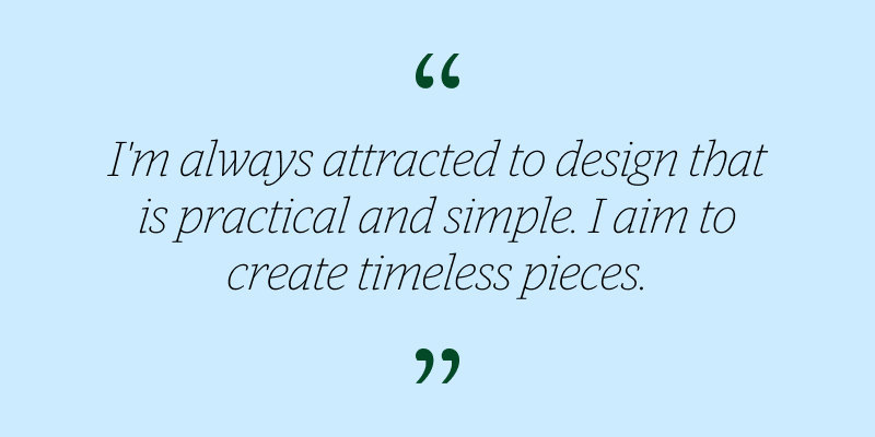A quote from Deedee about designing timeless pieces.