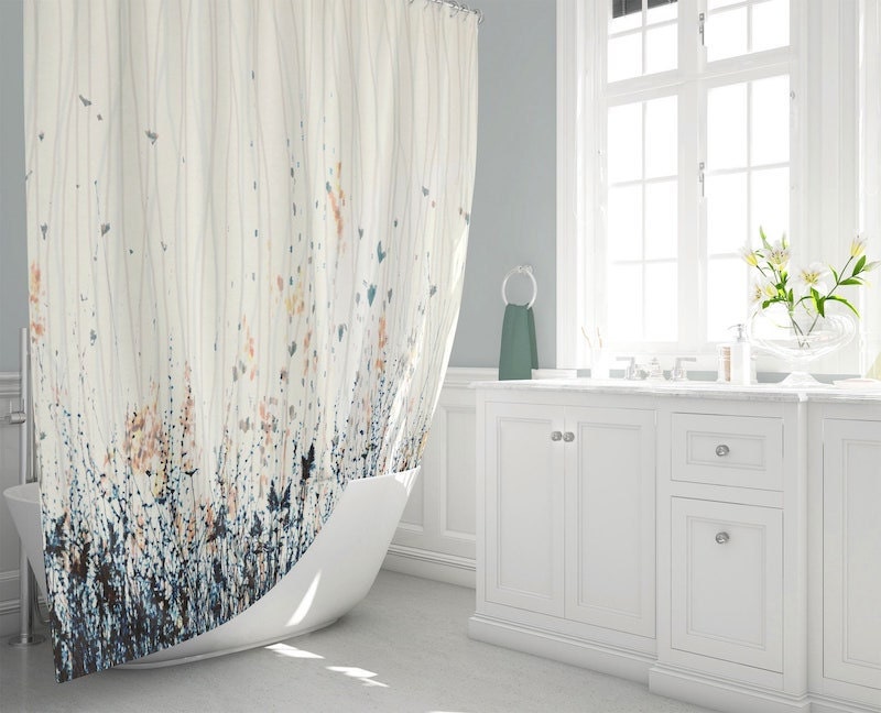 Luxury shower curtains: wildflower shower curtain