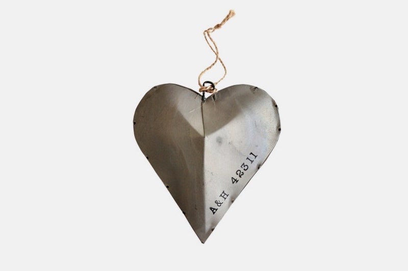 10 year anniversary metal heart with personalization