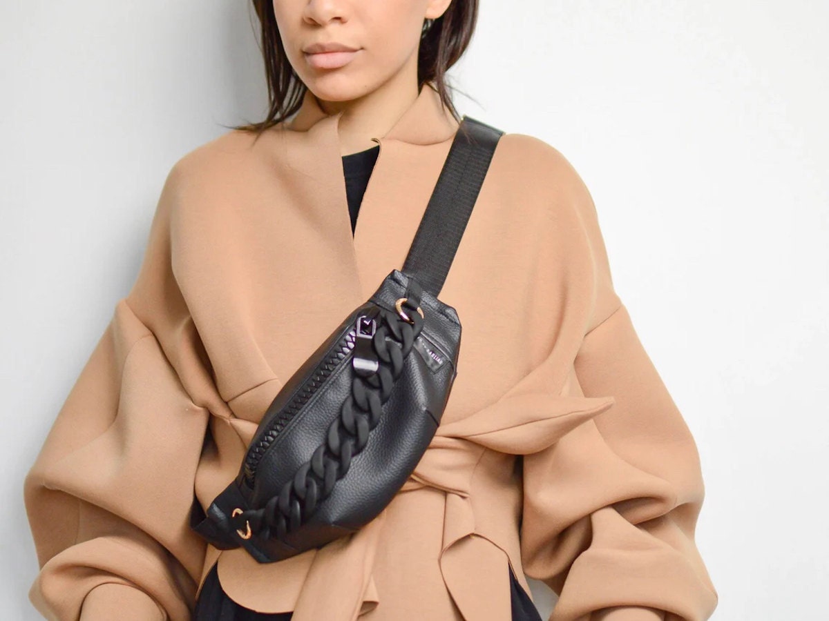 One of the best belt bags on Etsy with an eye-catching chain detail One of the best belt bags on Etsy with an eye-catching chain detail