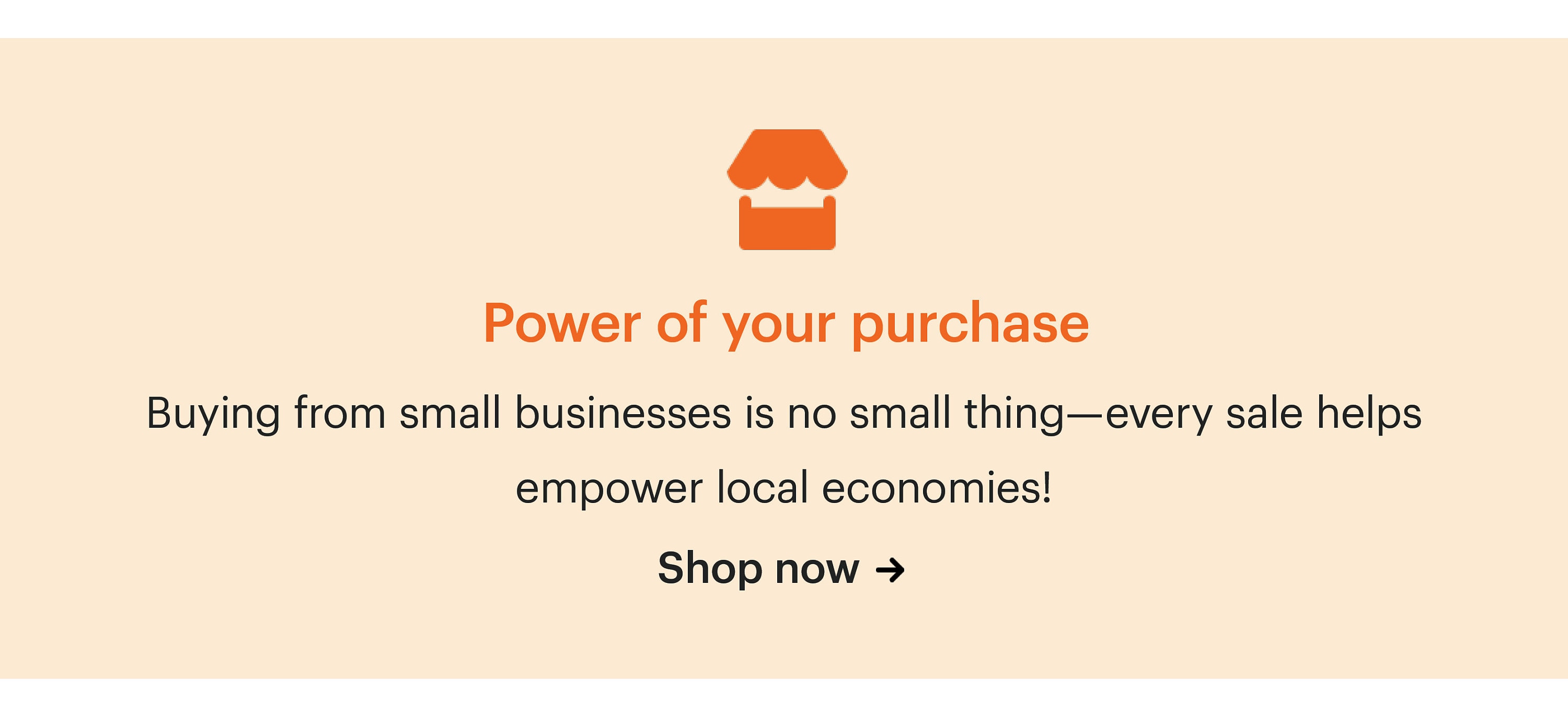 A banner encouraging buyers to shop from small businesses on Etsy.