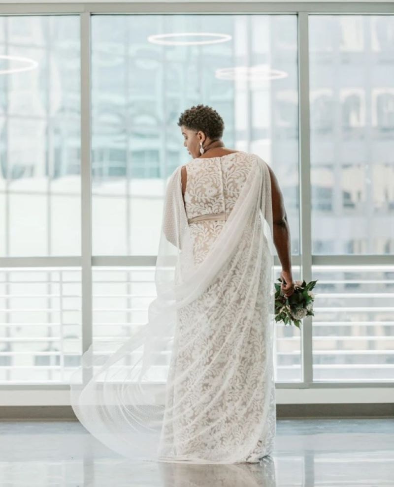 Swiss dot bridal cape