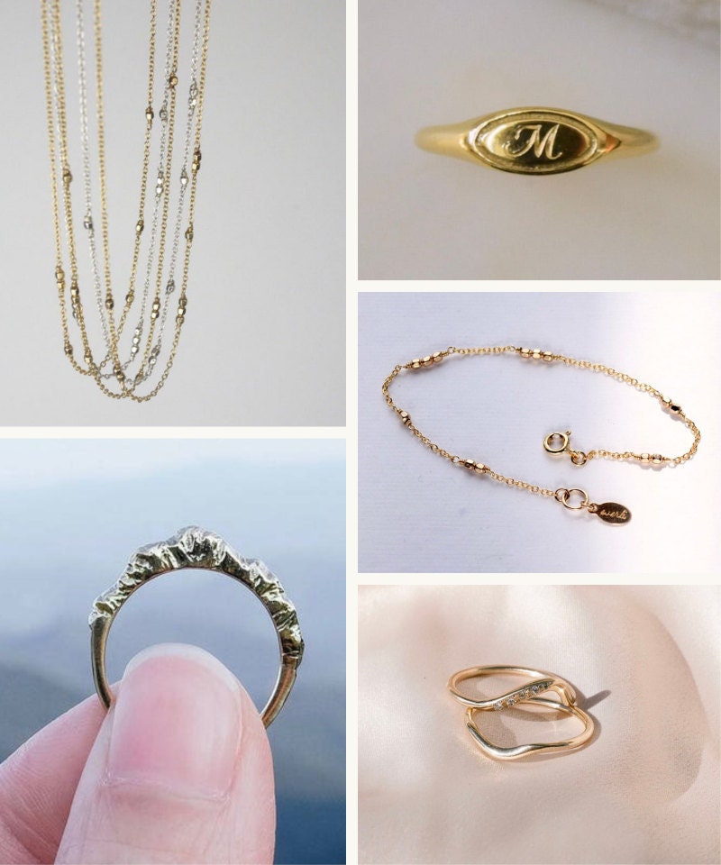 Inspirational gold jewelry found on Etsy