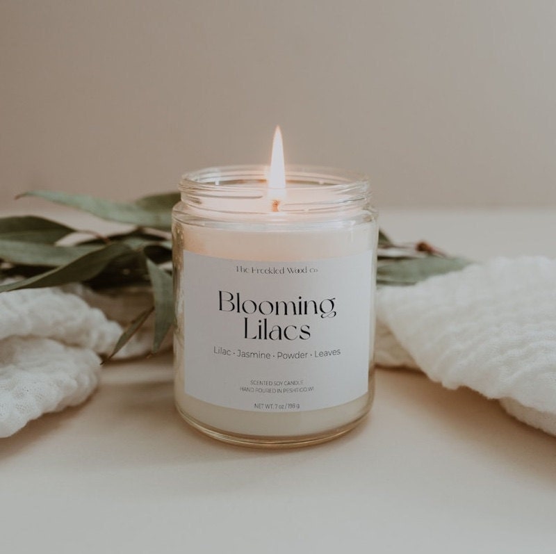 A blooming lilacs scented candle.