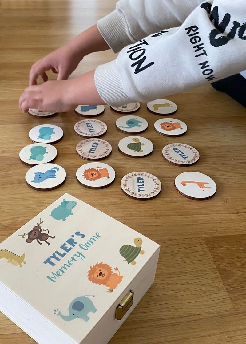 Personalized memory game for toddlers from Etsy