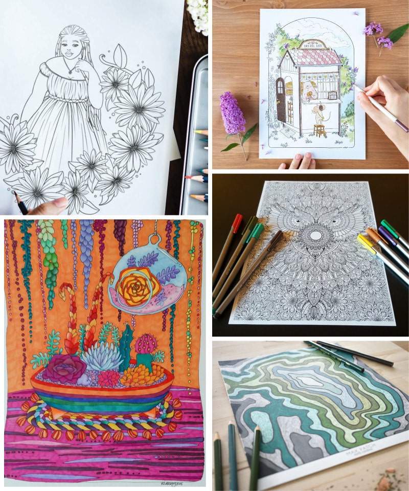 Coloring pages from Etsy.