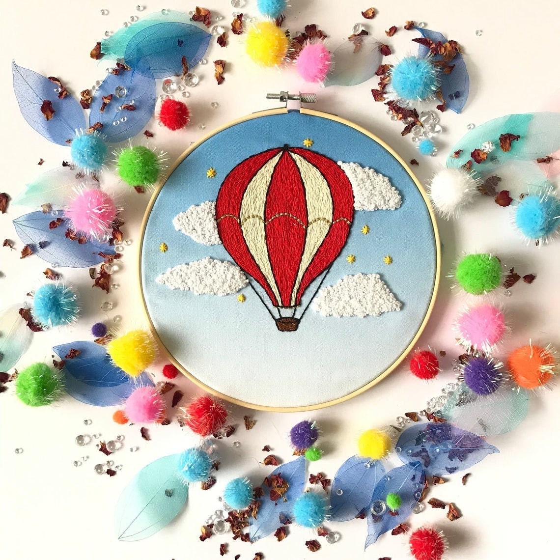 Hot air balloon embroidery kit from Etsy