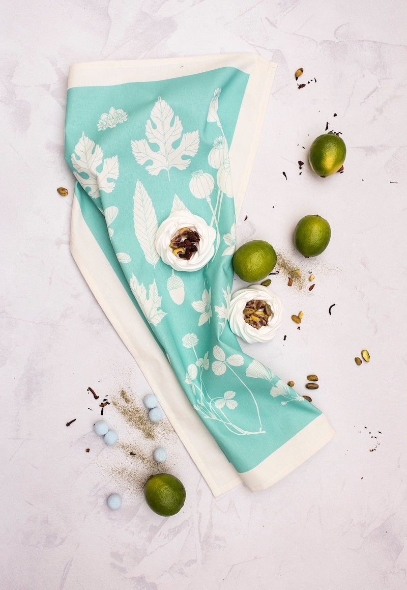 Botanical tea towel from Etsy