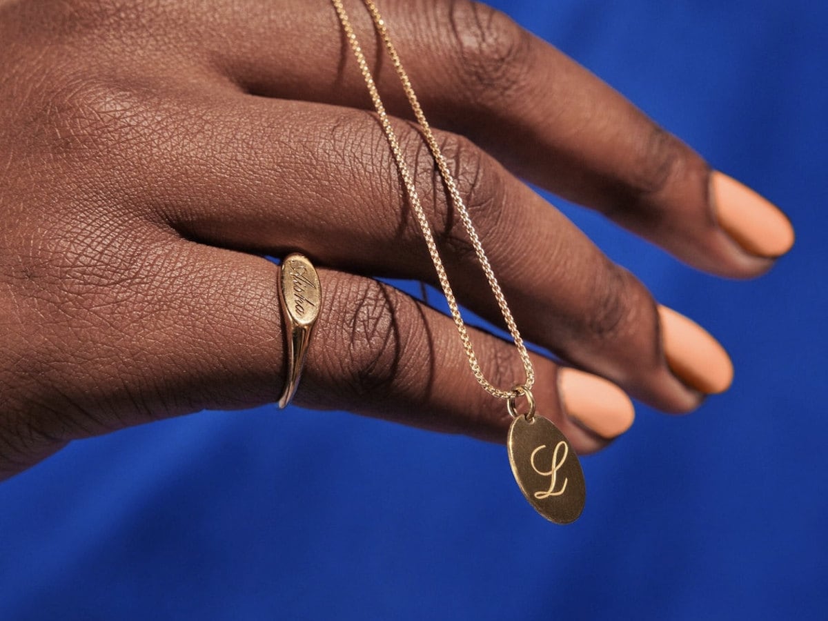 Personalized necklace and signet ring from Etsy Personalized necklace and signet ring from Etsy