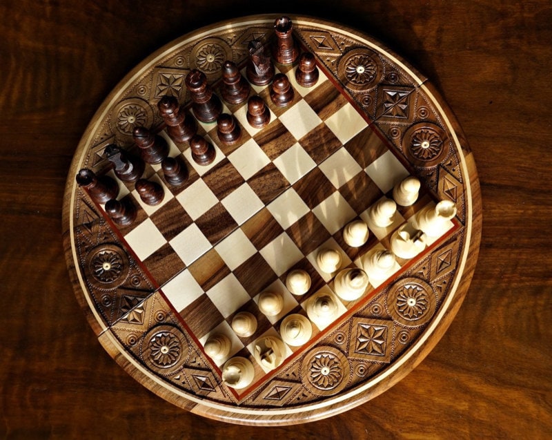 A wooden chess set from Only Chess on Etsy.